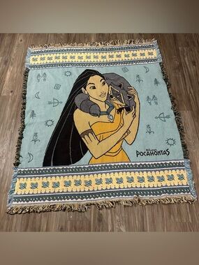 Vintage Disney Pocahontas Woven Throw Blanket